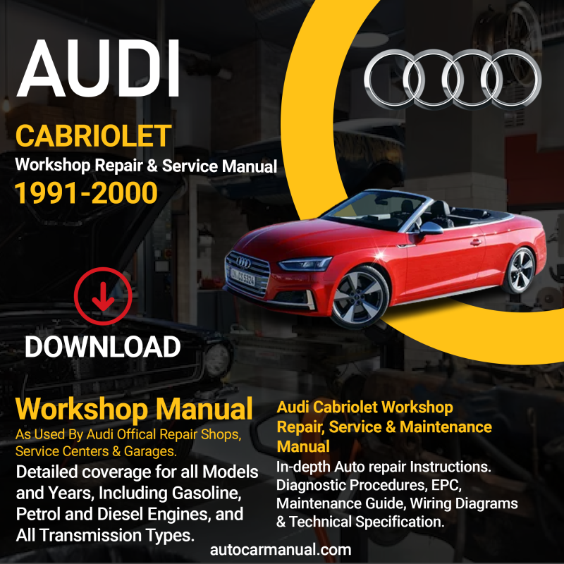 Audi Cabriolet Repair Service &Amp; Maintenance Manual Download 1991-2000