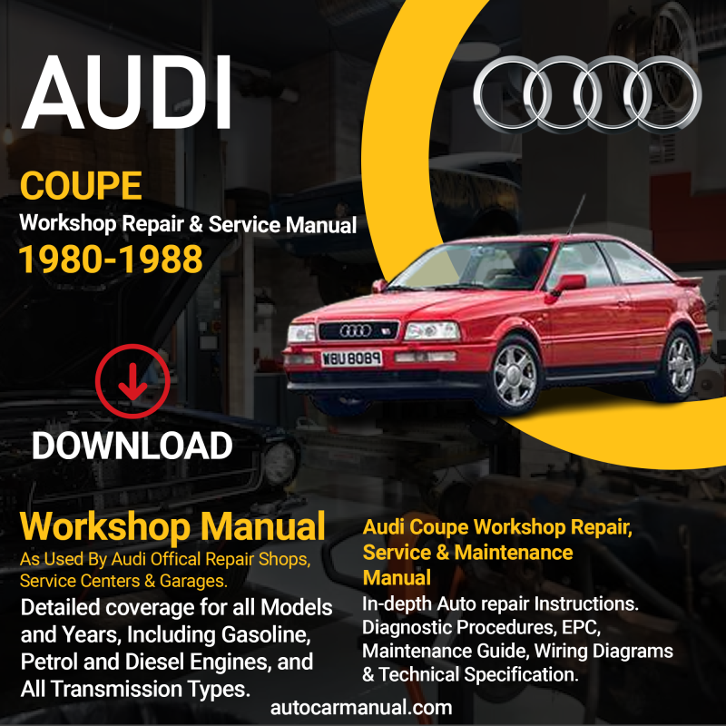 Audi Coupe vehicle service guide Audi Coupe repair instructions Audi Coupe vehicle troubleshooting Audi Coupe Mrepair procedures Audi Coupe maintenance manual Audi Coupe vehicle service manual Audi Coupe repair information Audi Coupe maintenance guide