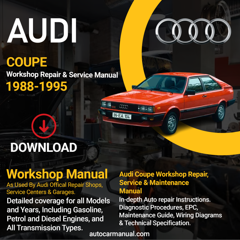 Audi Coupe Repair Service &Amp; Maintenance Manual Download 1988-1995