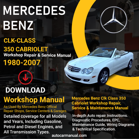 Mercedes Benz CLK-Class 350 Cabriolet Repair Service & Maintenance Manual Download 1980-2007