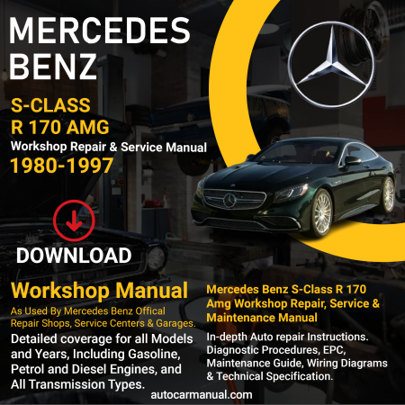 Mercedes Benz S-Class R 170 AMG service guide Mercedes Benz S-Class R 170 AMG repair instructions Mercedes Benz S-Class R 170 AMG vehicle troubleshooting Mercedes Benz S-Class R 170 AMG repair procedures Mercedes Benz S-Class R 170 AMG maintenance manual Mercedes Benz S-Class R 170 AMG vehicle service manual Mercedes Benz S-Class R 170 AMG repair information Mercedes Benz S-Class R 170 AMG maintenance guide